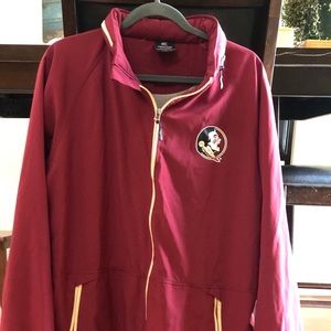 FSU zip up wind breaker with built in hood.